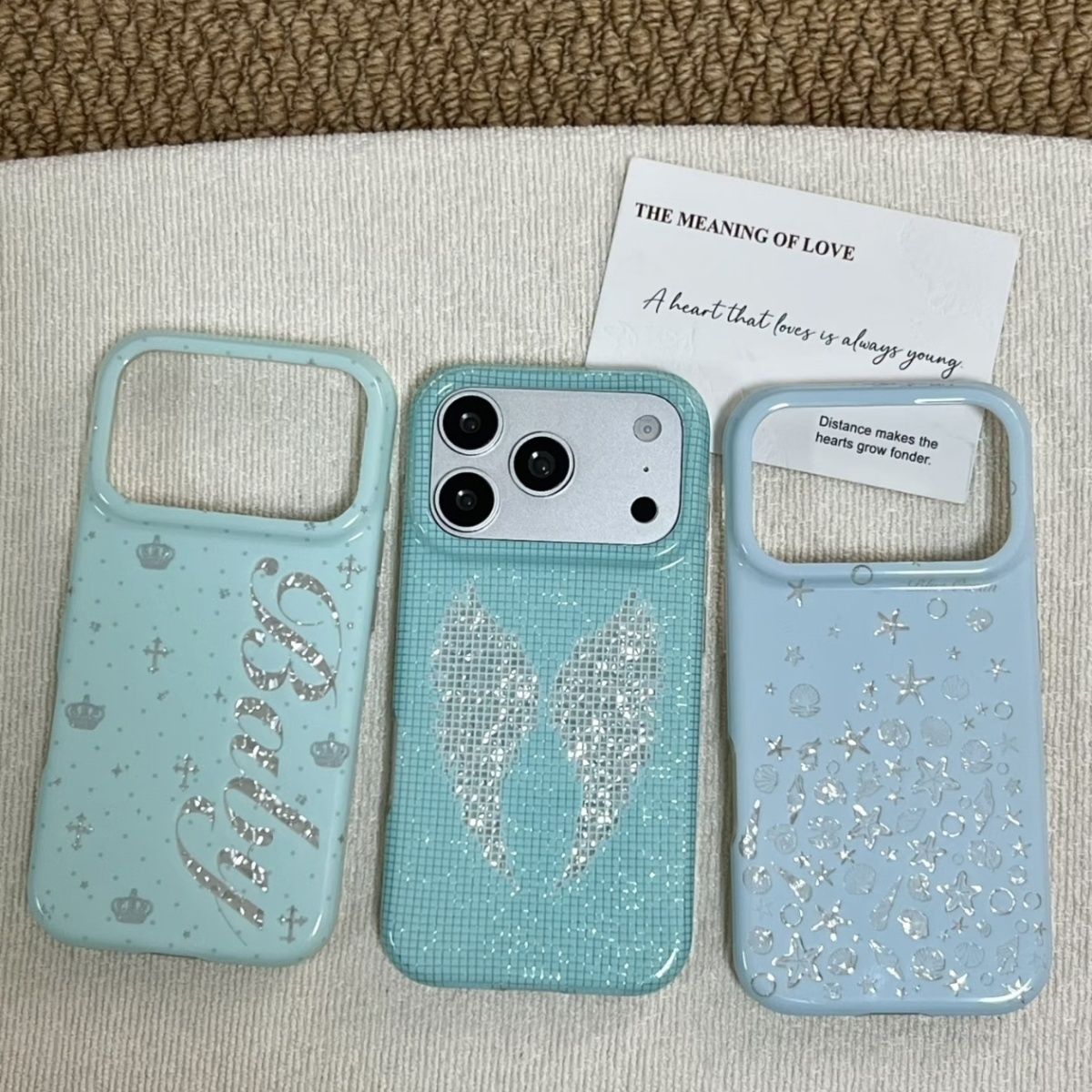 Phone Cases Y2K - Korean Ins Mint Colored English Cross