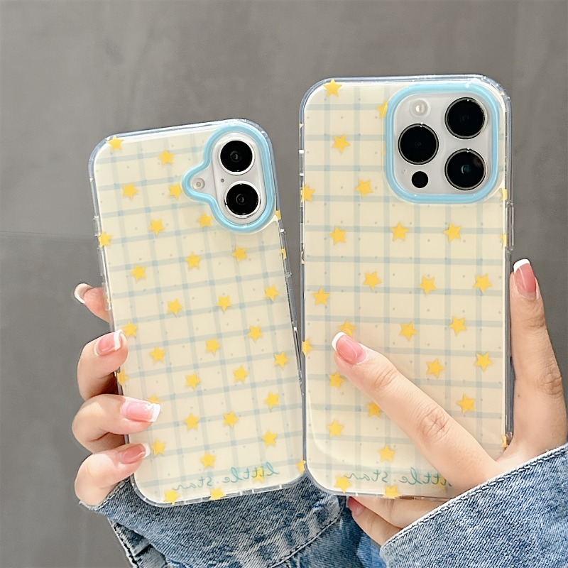 Phone Cases Yellow - Yellow Star Checkered Pattern Phone Case