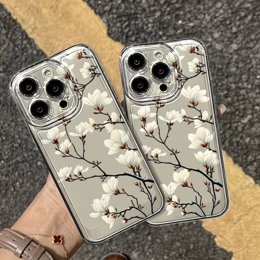 Phone Cases Trending - Trendy Magnolia Flower Clear TPU Naked