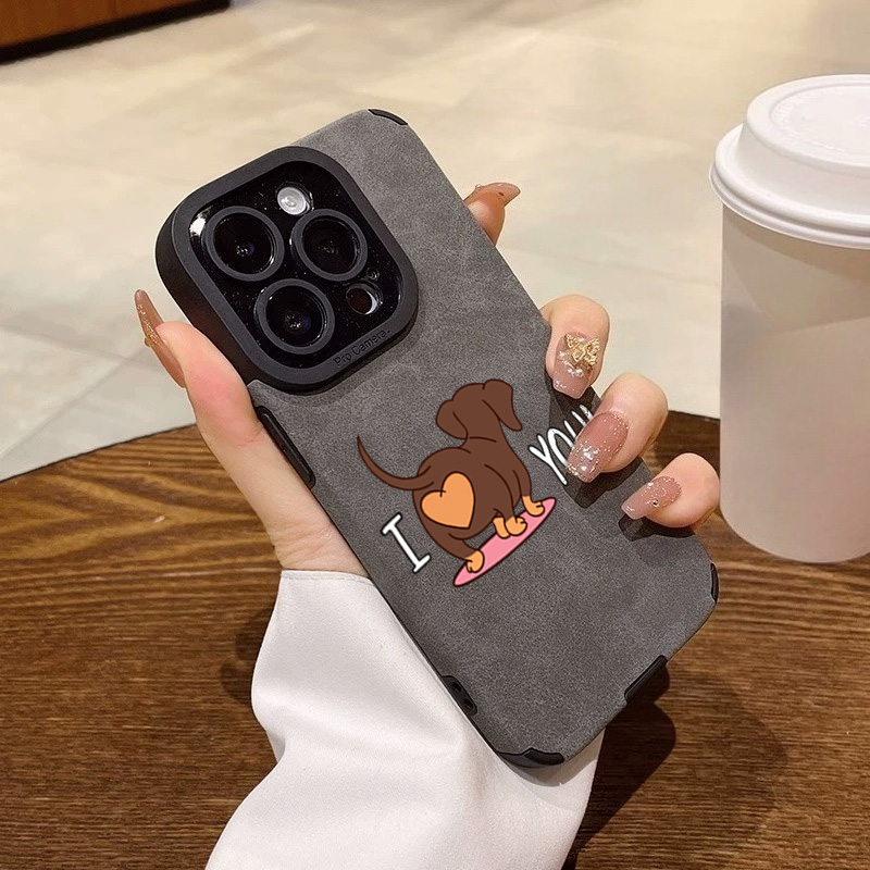 Phone Cases Cute Iphone 14 - Cute Dachshund Heart Print Phone Case