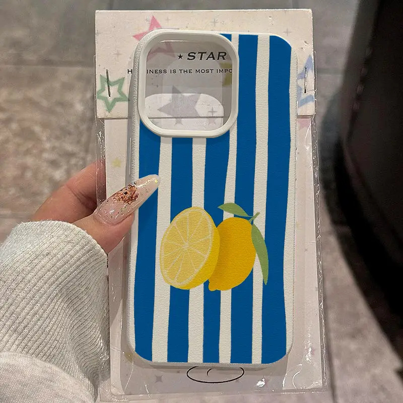 Yellow Lemon Blue Stripe Patte - огляд і ціна Phone Cases Yellow
