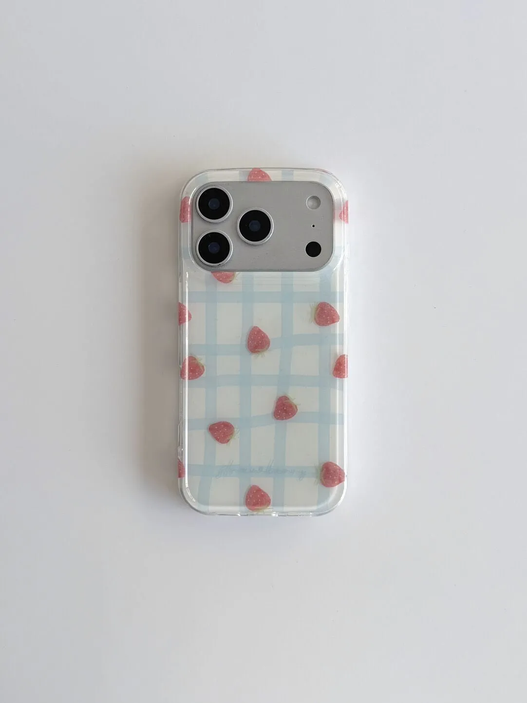 Fresh Blue Grid Pattern Strawb - огляд і ціна Phone Cases Y2K